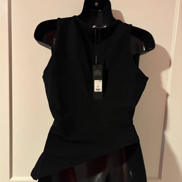 Fashion Nova Black Tank Top with Horizontal Zippers - Picture 2 of 4